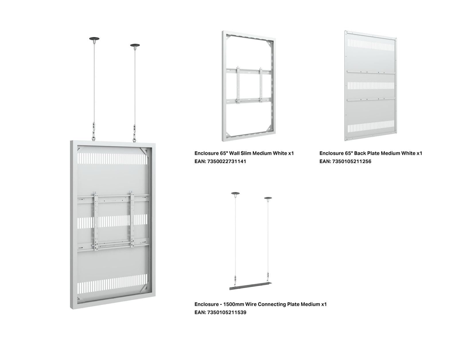Multibrackets M Pro Series Enclosure 65" Wire Slim Medium White Signage Display Enclosures Multibrackets