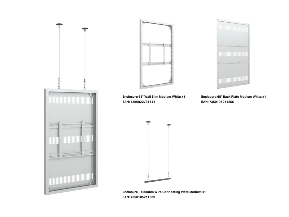 Multibrackets M Pro Series Enclosure 65" Wire Slim Medium White Signage Display Enclosures Multibrackets