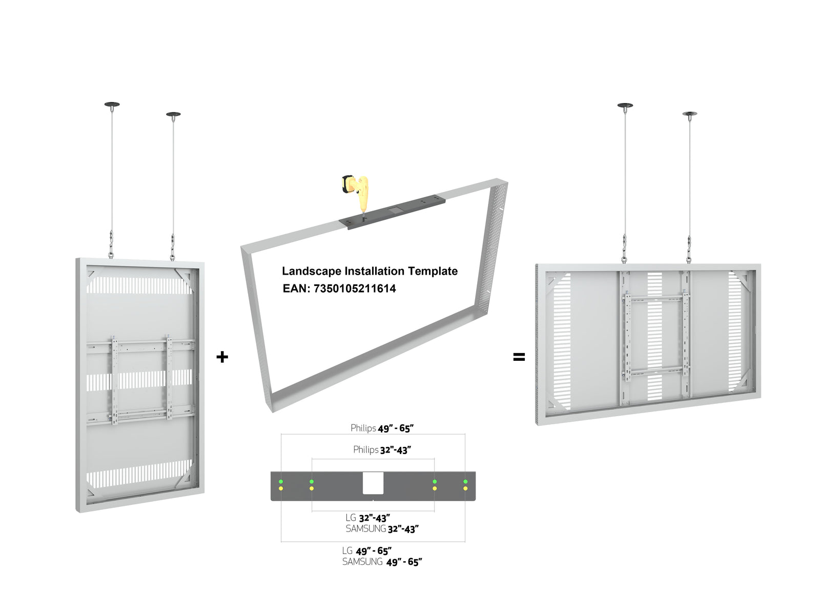 Multibrackets M Pro Series Enclosure 65" Wire Slim Medium White Signage Display Enclosures Multibrackets