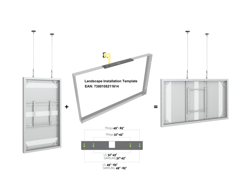 Multibrackets M Pro Series Enclosure 65" Wire Slim Medium White Signage Display Enclosures Multibrackets