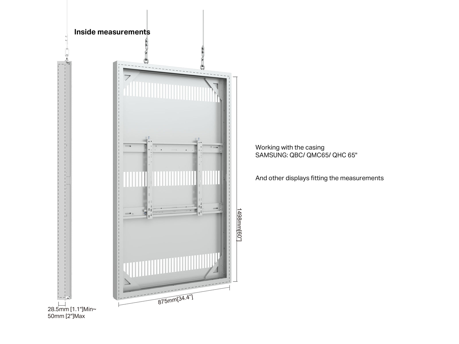 Multibrackets M Pro Series Enclosure 65" Wire Slim Medium White Signage Display Enclosures Multibrackets