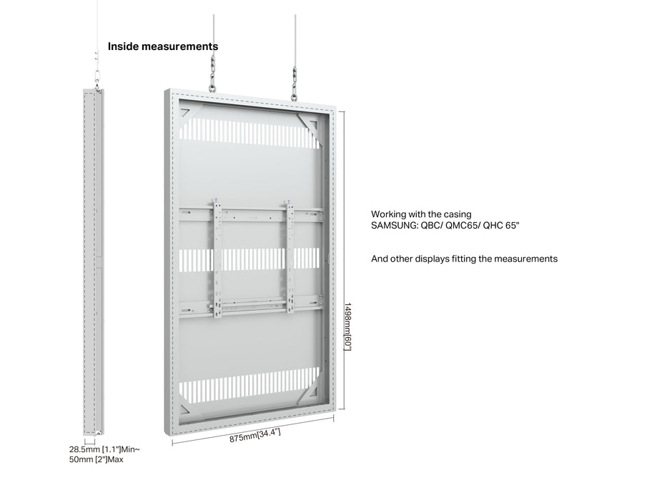 Multibrackets M Pro Series Enclosure 65" Wire Slim Medium White Signage Display Enclosures Multibrackets