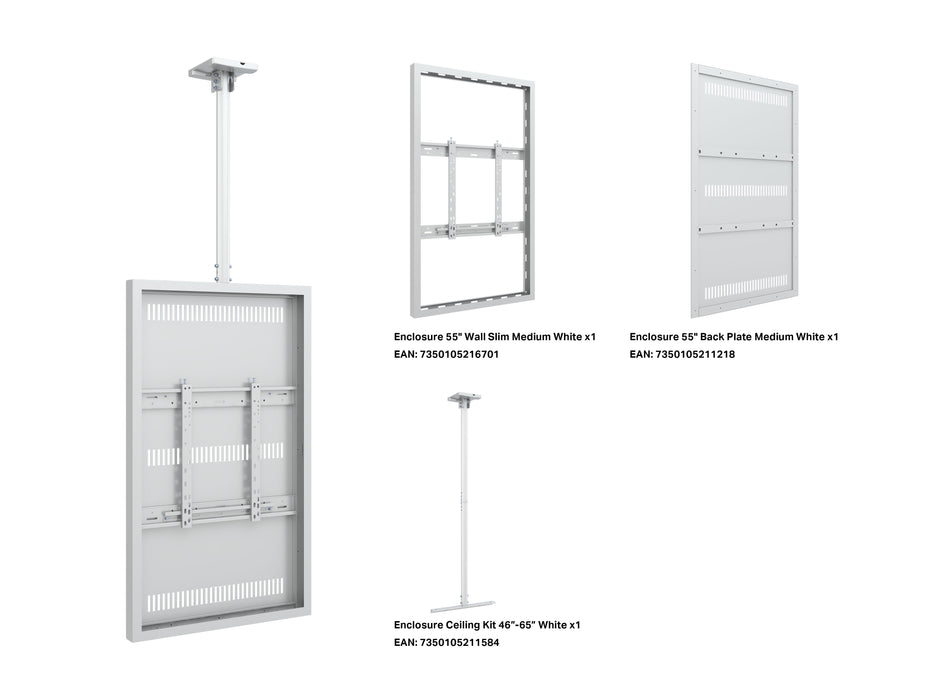 Multibrackets M Pro Series Enclosure 55" Slim Ceiling Medium White Signage Display Enclosures Multibrackets