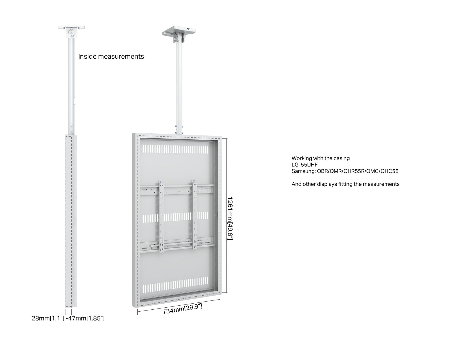 Multibrackets M Pro Series Enclosure 55" Slim Ceiling Medium White Signage Display Enclosures Multibrackets