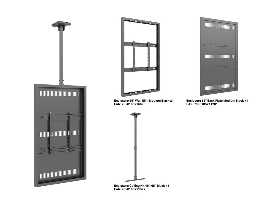Multibrackets M Pro Series Enclosure 55" Slim Ceiling Medium Black Signage Display Enclosures Multibrackets