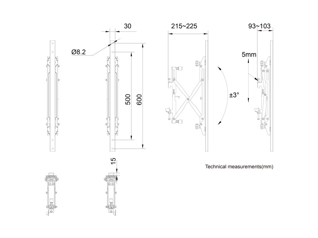 Multibrackets M Pro Series M Push in Pop out Arms - 600mm Wall Mount Bracket Multibrackets