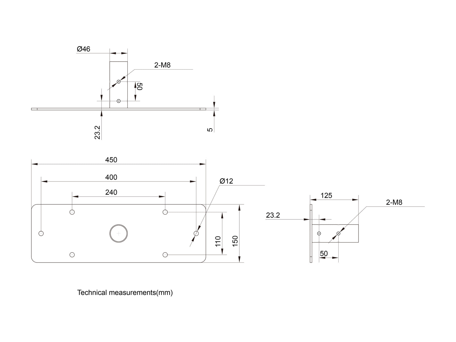 Multibrackets M Pro Series Bolt Down Pole Plate | 7350105210471 Mount Accessories Multibrackets