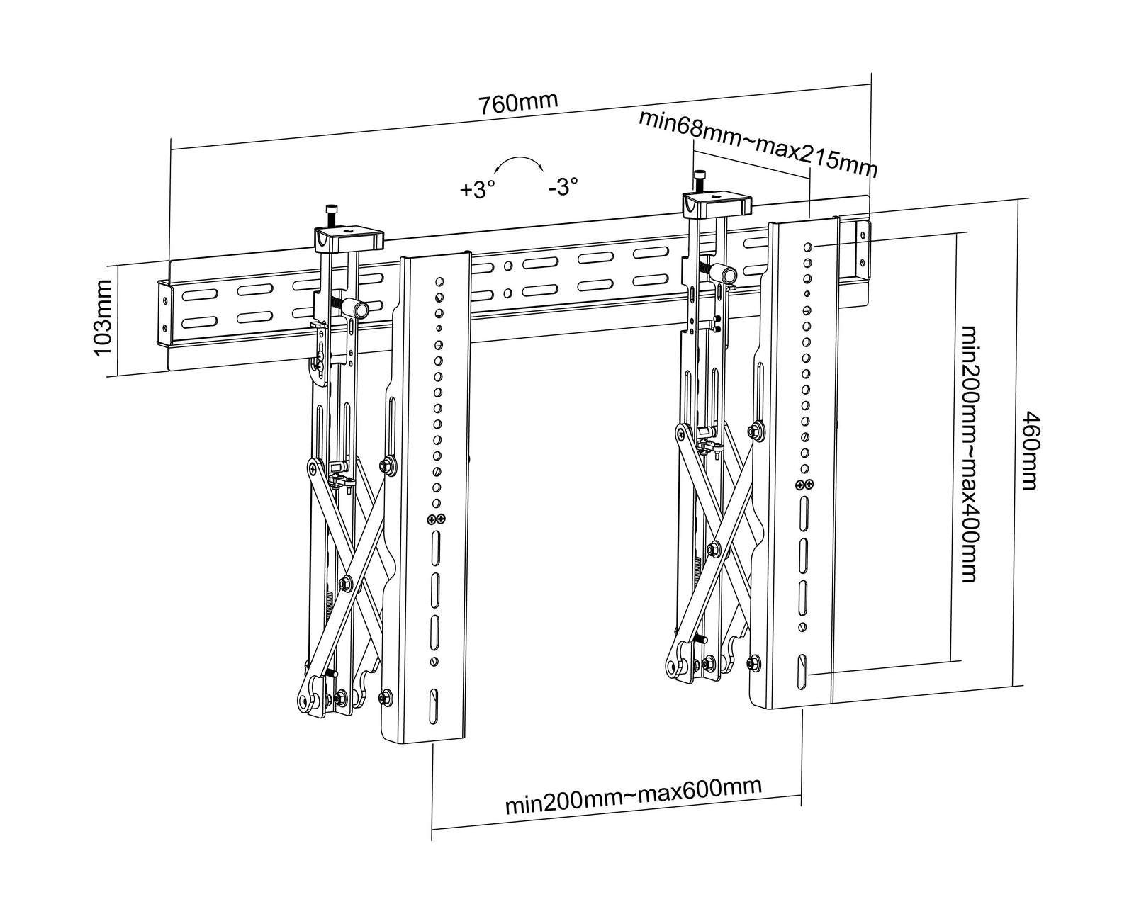 Multibrackets M Public Video Push TV Wall Mount - 40" to 70" Screen Wall Mount Bracket Multibrackets