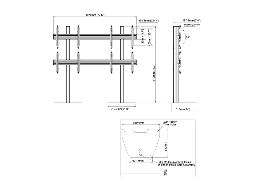 Multibrackets MBF2x2U M Pro Series Video Wall Stand - (32"-65") Floor Stand Multibrackets