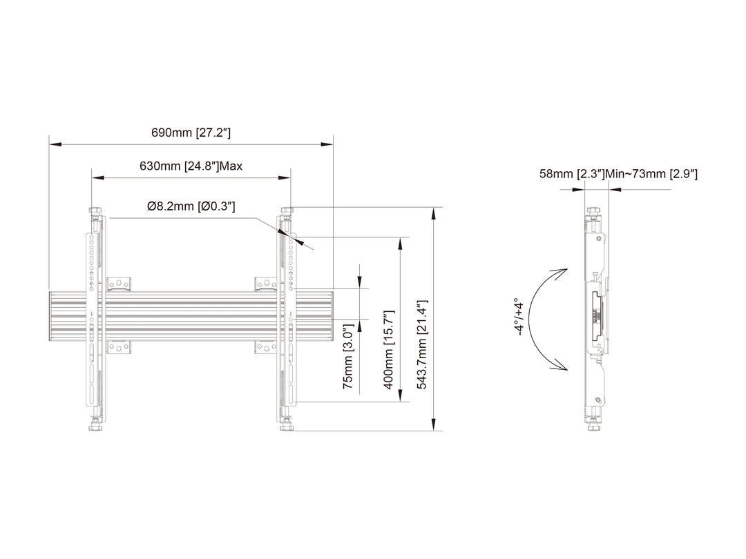 Multibrackets MBW1U Micro Adjustable M Wallmount Pro - (32" - 75") Wall Mount Bracket Multibrackets