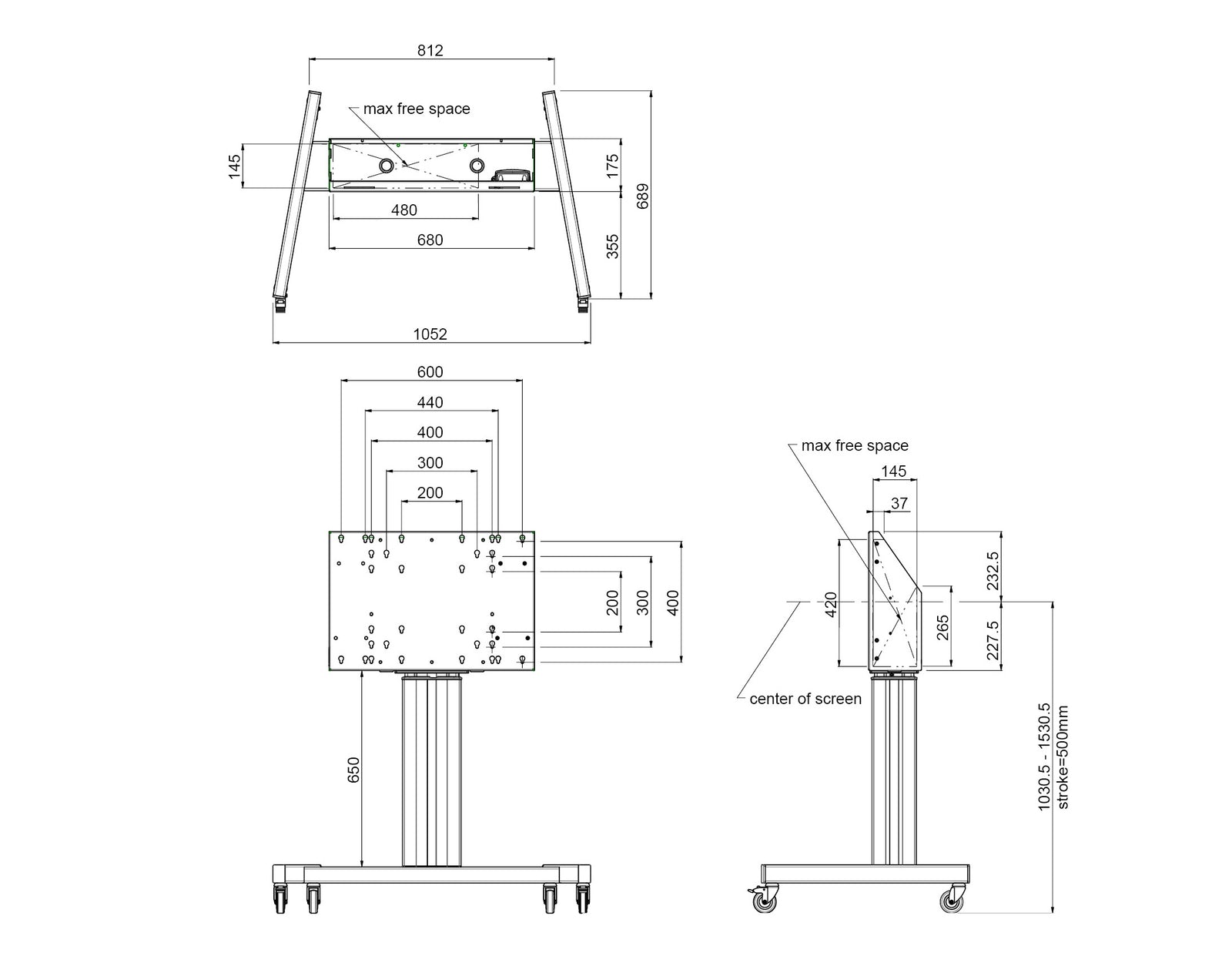iiyama Floor Lift Large Format Display Mobile Trolley | MD 062B7275 A Motorised Trolley iiyama