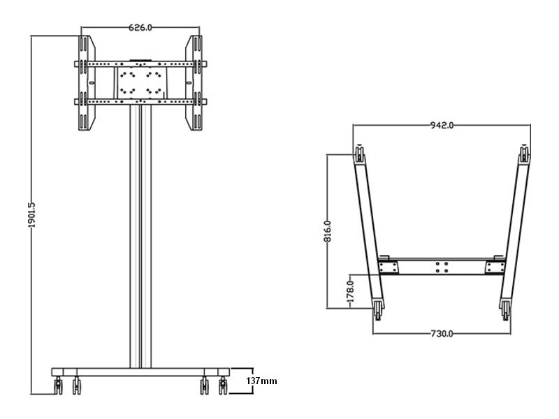 Multibrackets MB0636 32"-65" M 180 Silver Mobile Display Trolley Mobile Trolley Multibrackets