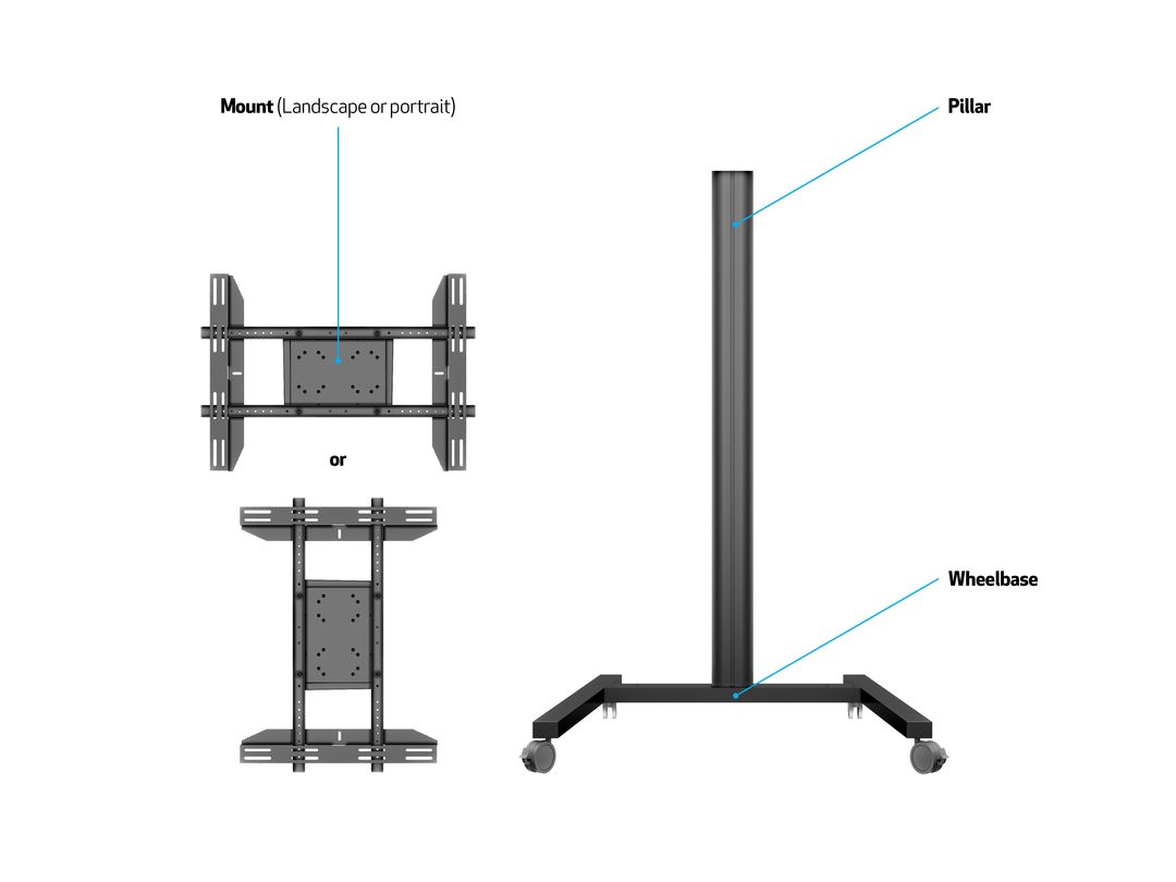 Multibrackets MB0643 32"-65" M 180 Black Mobile Display Trolley Mobile Trolley Multibrackets