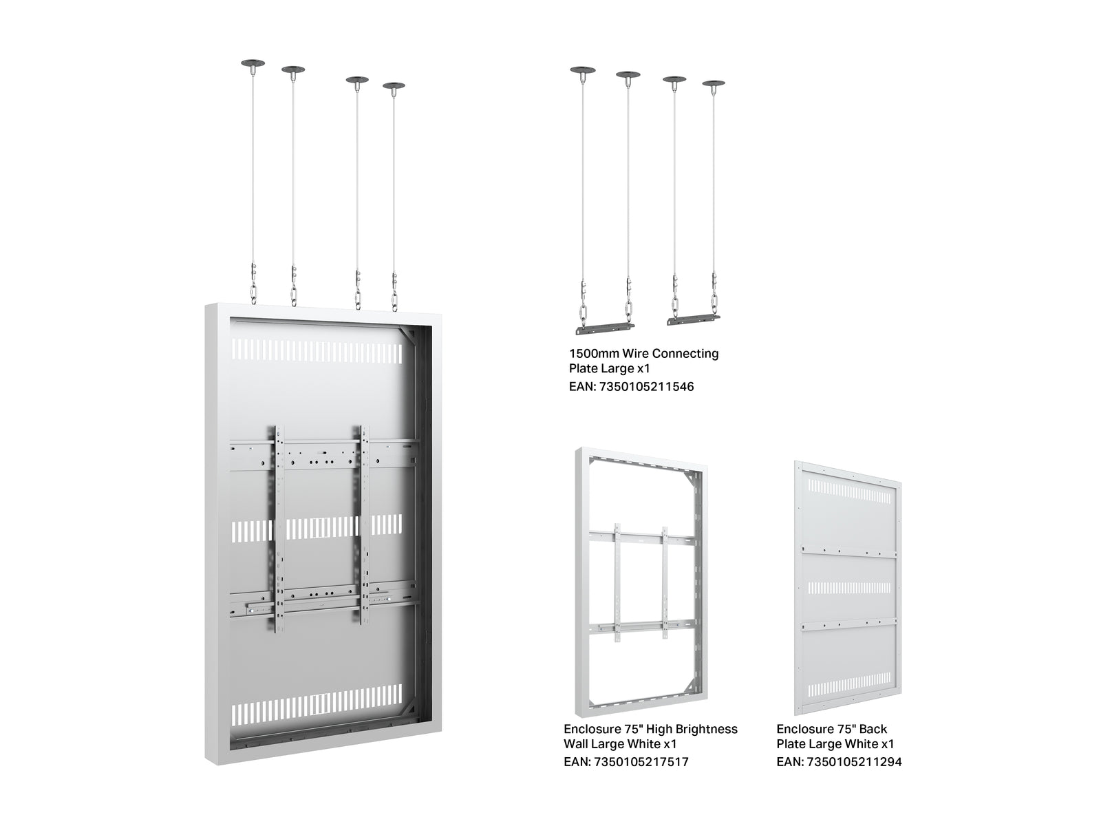 Multibrackets M Pro Series Enclosure 75" High Brightness Wire Large White Signage Display Enclosures Multibrackets
