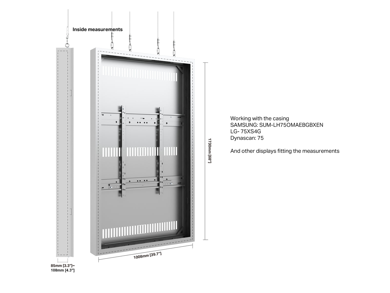 Multibrackets M Pro Series Enclosure 75" High Brightness Wire Large White Signage Display Enclosures Multibrackets