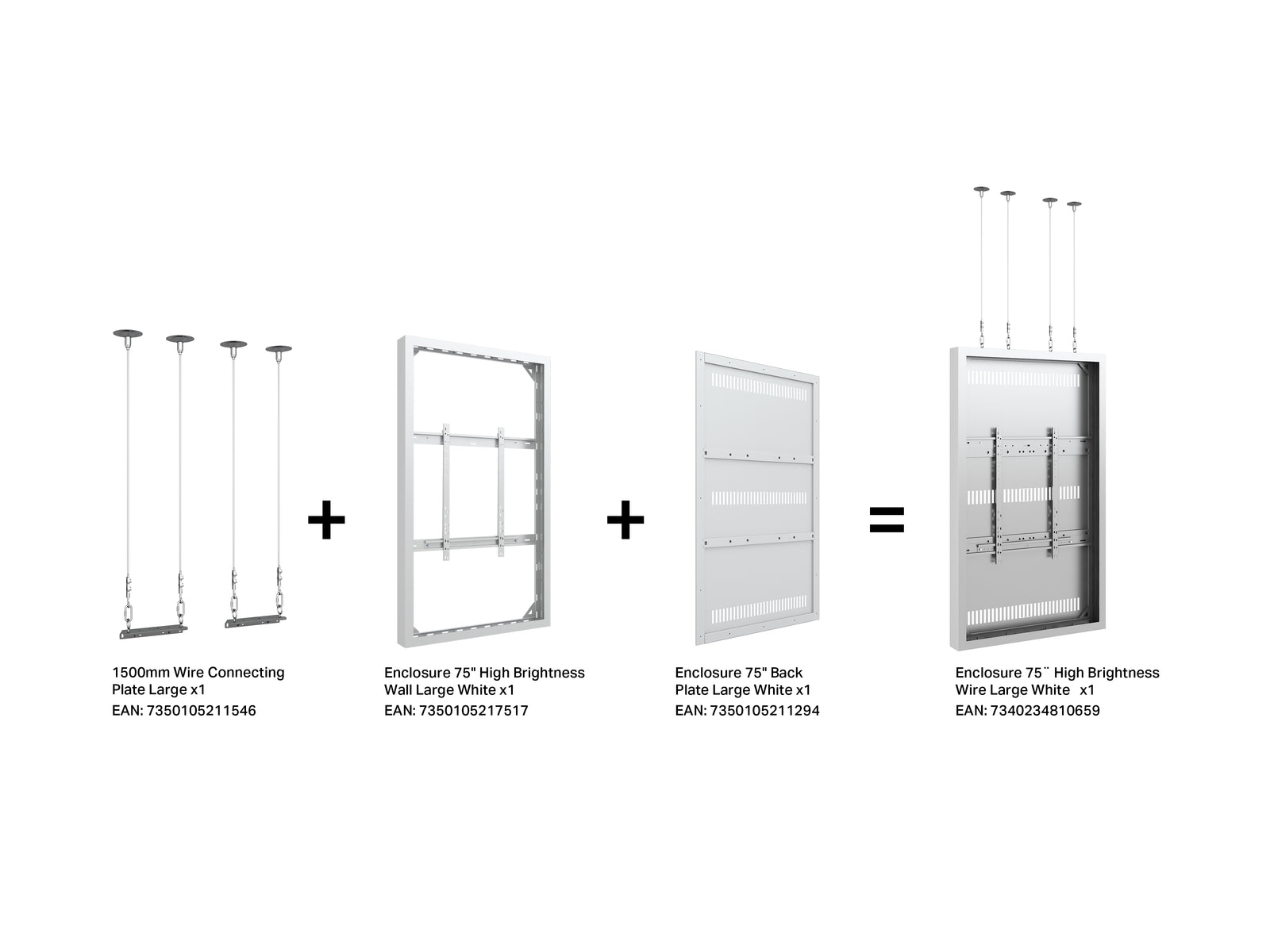 Multibrackets M Pro Series Enclosure 75" High Brightness Wire Large White Signage Display Enclosures Multibrackets