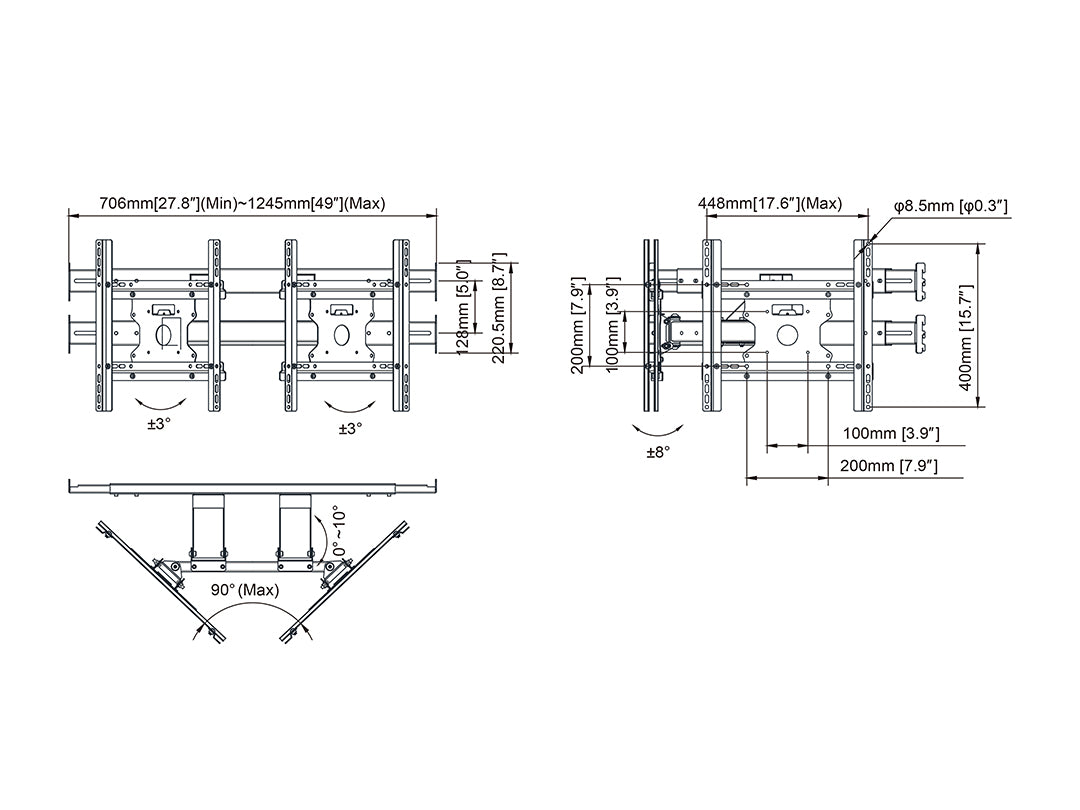 Multibrackets M Store Shelf Mount Pro Dual - (50"-55") Wall Mount Bracket Multibrackets