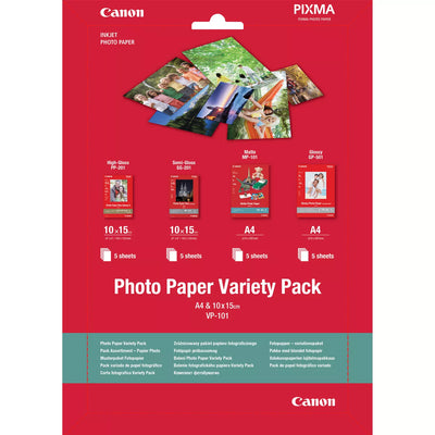 Canon VP-101 Photo Paper Variety Pack 4x6” And A4 - 20 Sheets Printer Paper | A4 - A3 Paper & Photo Paper Canon