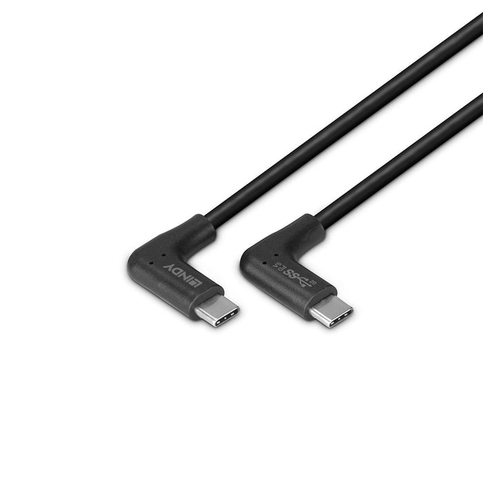Lindy 1.5m USB 3.2 Right-Angled USB-C to Right-Angled USB-C Cable, 10Gbps | 32024 USB-C Cable Lindy