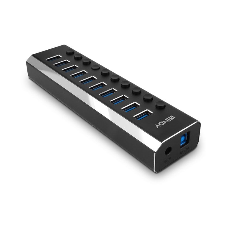 Lindy 10 Port USB 3.0 Hub with On/Off Switches | 43370 USB Hub & Docking Station Lindy