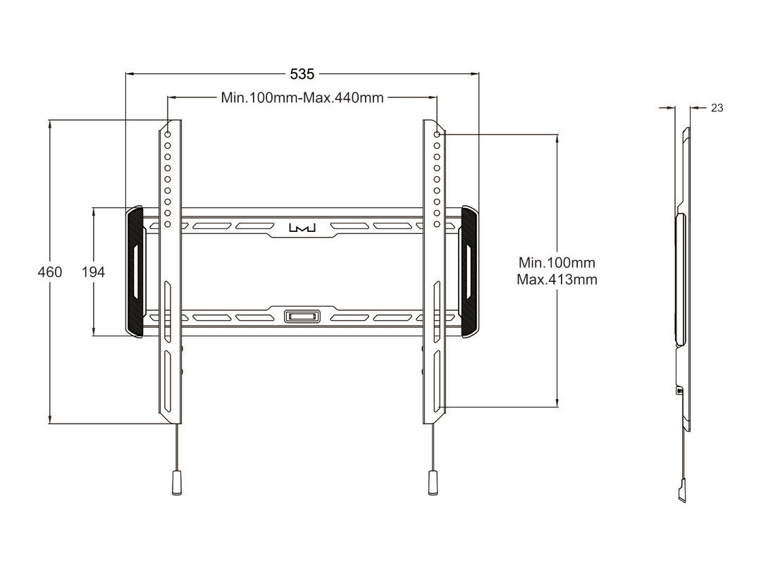 Multibrackets 32" - 65" Universal Fixed Medium Wall Mount | 7350073731008 Wall Mount Bracket Multibrackets