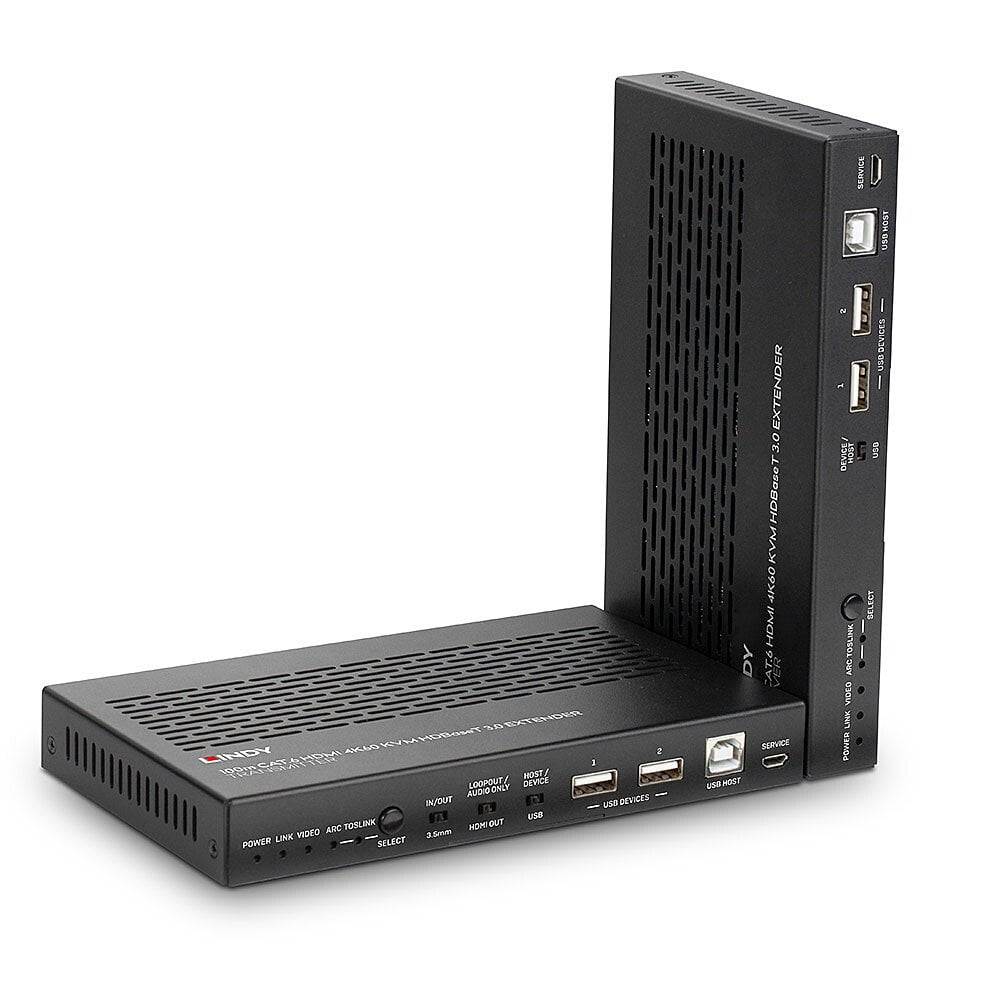 Lindy 100m Cat.6A HDMI 4K60 Audio IR & RS-232 HDBaseT 3.0 KVM Extender | 38344 AV Extender Lindy