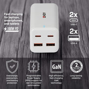 Lindy 100W 4-Port USB Type A & C GaN Charger | 73441 Power & Charging Lindy
