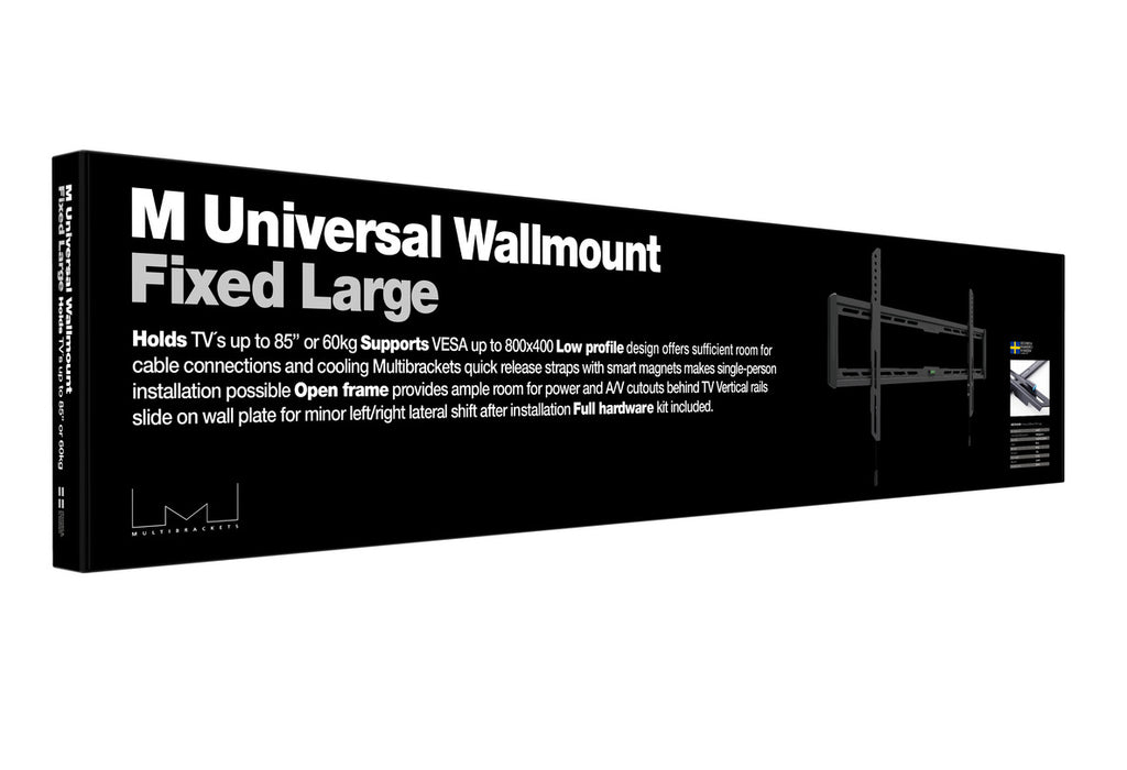 Multibrackets 800x400 VESA Universal Wallmount Fixed Large Black - Up to 40-86" Display - 60KG Max