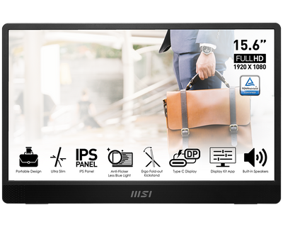 MSI PRO MP161 15.6" 60Hz 4ms Full HD IPS Portable Monitor MSI Monitor MSI