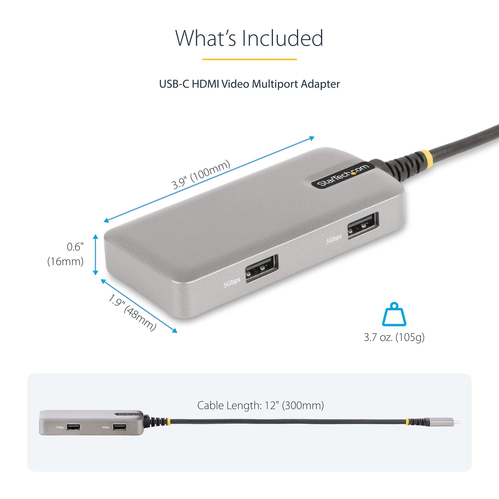 StarTech USB-C 5-in-1 Multi-port Adapter - 103B-USBC-MULTIPORT Adapter / Converter Startech