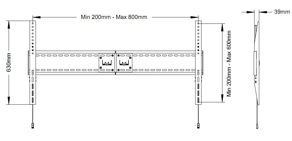 Multibrackets 60"-110" Universal Ultra Thin Fixed Wall Mount | 7350073731091 Wall Mount Bracket Multibrackets
