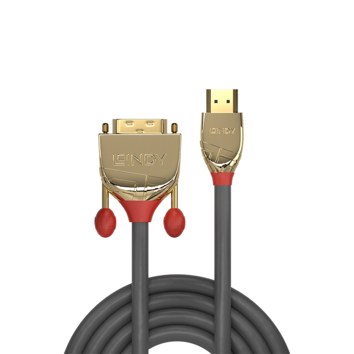 Lindy 10m HDMI to DVI-D Cable, Gold Line | 36198 Lindy Cable Lindy