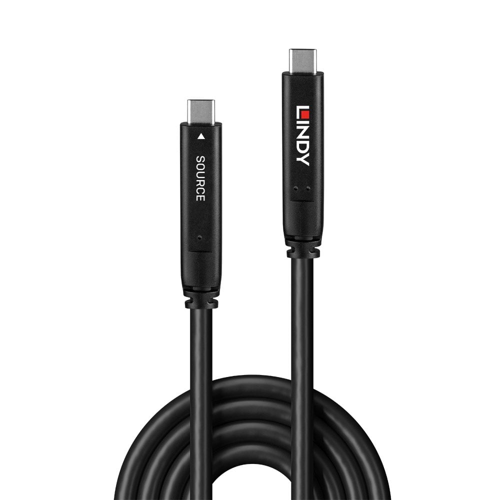 Lindy 10m USB 3.2 5Gbps & DP 1.4 Type C Fibre Optic Hybrid Cable | 43333 USB Cable Lindy