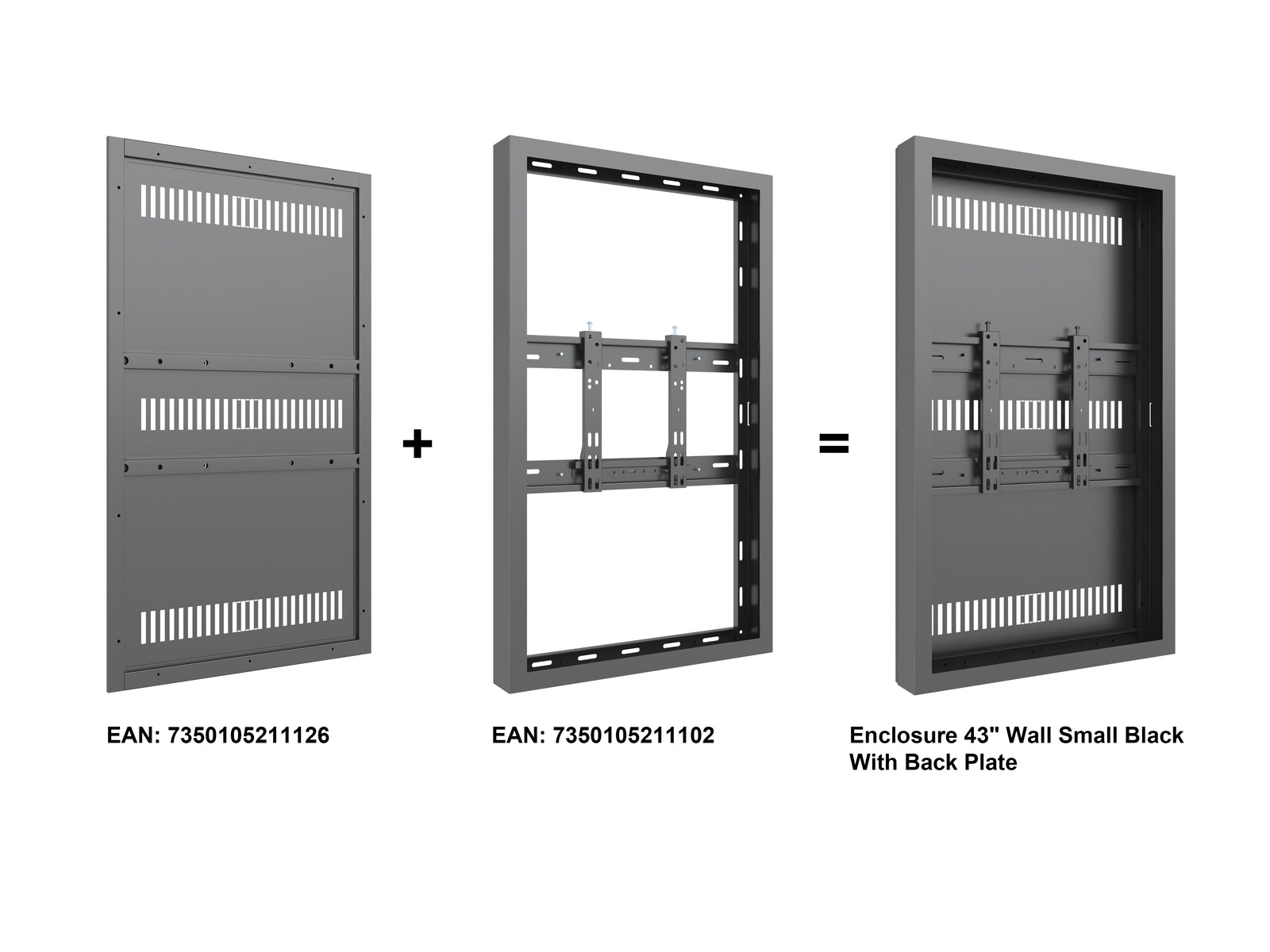 Multibrackets M Pro Series Enclosure 43" Wall Small Black Signage Display Enclosures Multibrackets