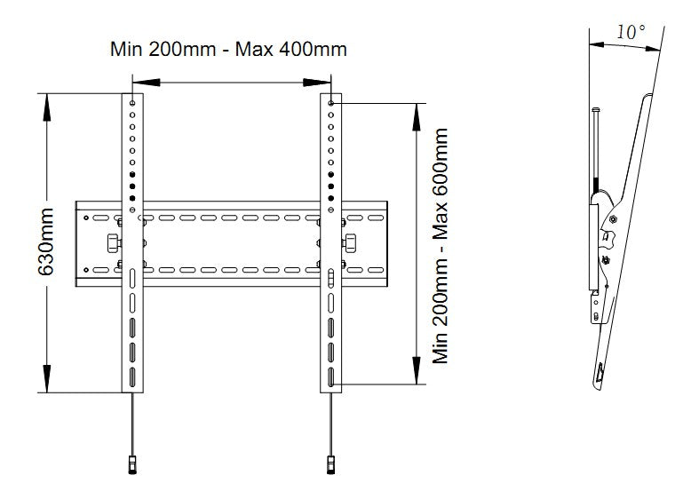 Multibrackets 800x600 VESA Universal Tilt Wallmount - Up to 63"-110" Display - 125KG Max