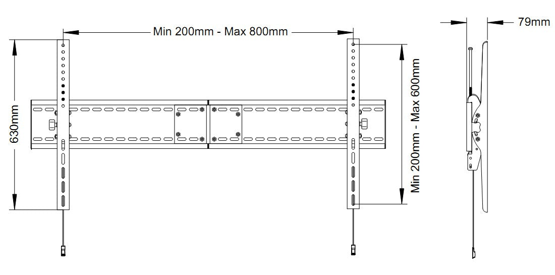 Multibrackets 800x600 VESA Universal Tilt Wallmount - Up to 63"-110" Display - 125KG Max