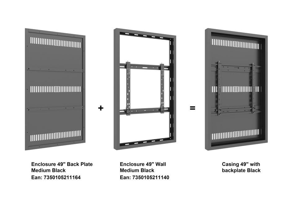 Multibrackets M Pro Series Enclosure 49" Wall Medium Black Signage Display Enclosures Multibrackets