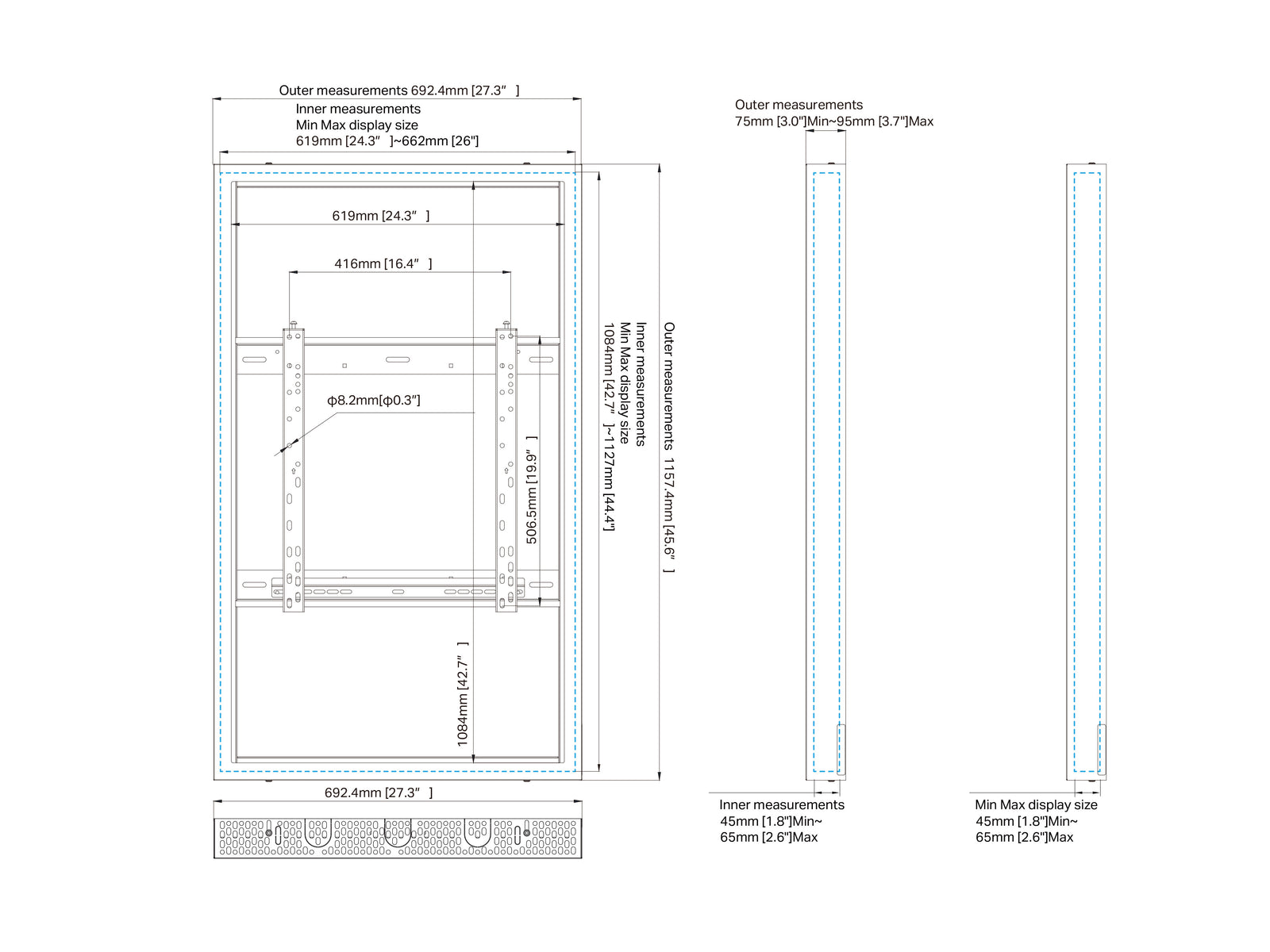 Multibrackets M Pro Series Enclosure 49" Wall Medium Black Signage Display Enclosures Multibrackets