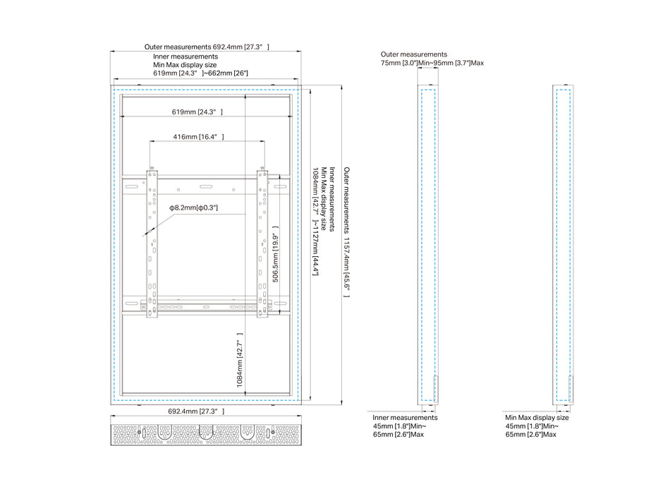 Multibrackets M Pro Series Enclosure 49" Wall Medium Black Signage Display Enclosures Multibrackets