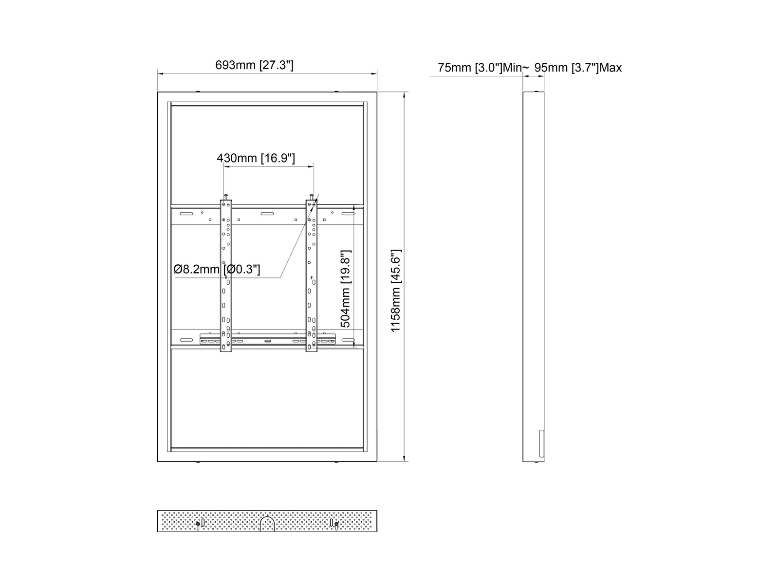 Multibrackets M Pro Series Enclosure 49" Wall Medium Black Signage Display Enclosures Multibrackets