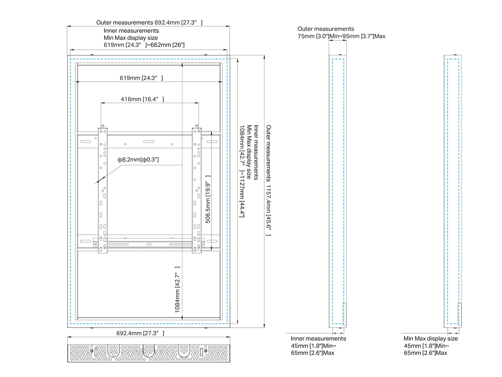 Multibrackets M Pro Series Enclosure 49" Wall Medium White Signage Display Enclosures Multibrackets