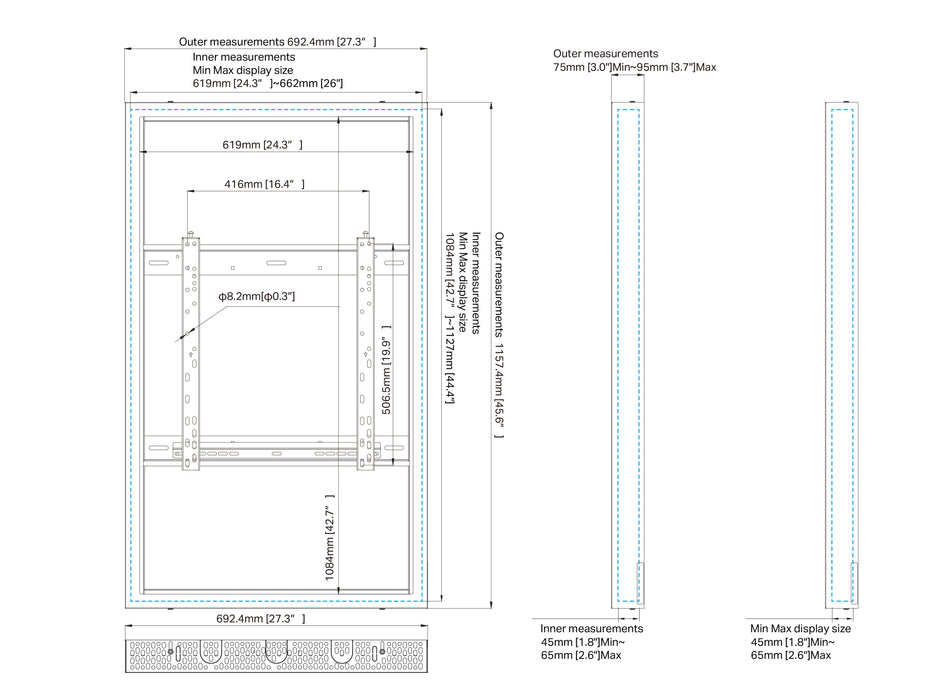 Multibrackets M Pro Series Enclosure 49" Wall Medium White Signage Display Enclosures Multibrackets