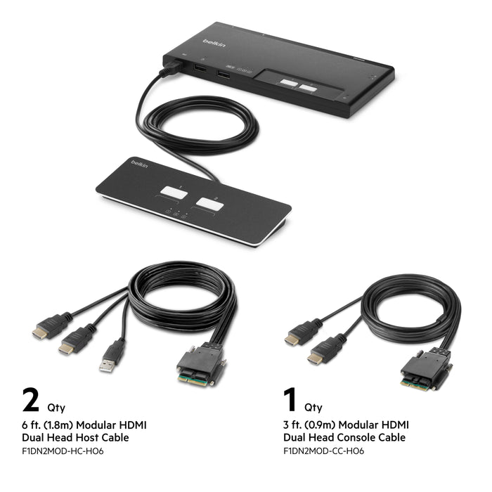 Belkin 2-Port Dual Head HDMI Modular Secure KVM Switch PP4.0 W/ Remote | F1DN202MOD-HH-4