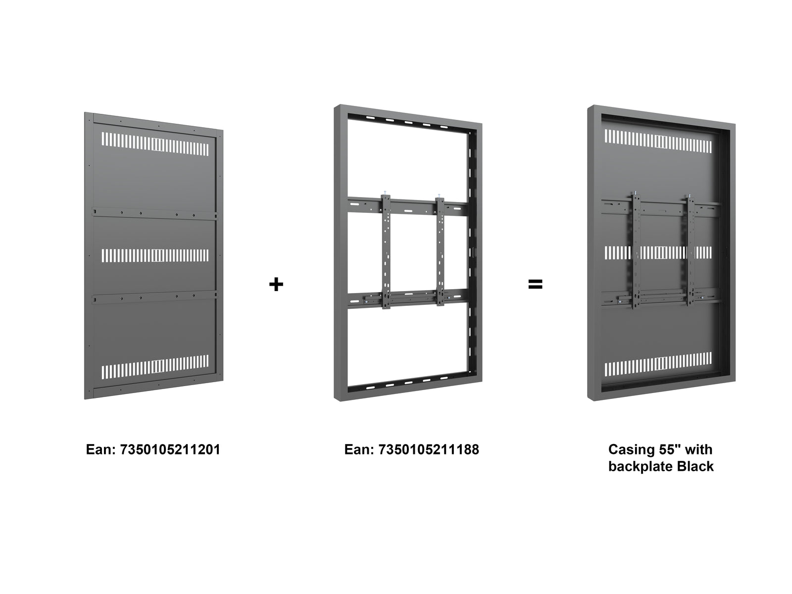 Multibrackets M Pro Series Enclosure 55" Wall Medium Black Signage Display Enclosures Multibrackets