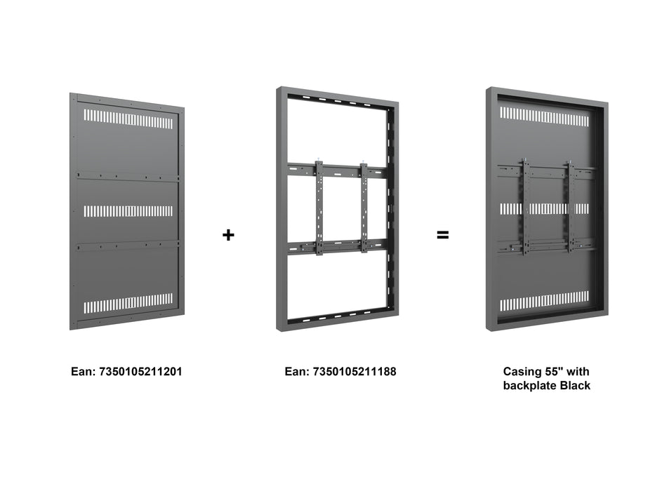 Multibrackets M Pro Series Enclosure 55" Wall Medium Black Signage Display Enclosures Multibrackets