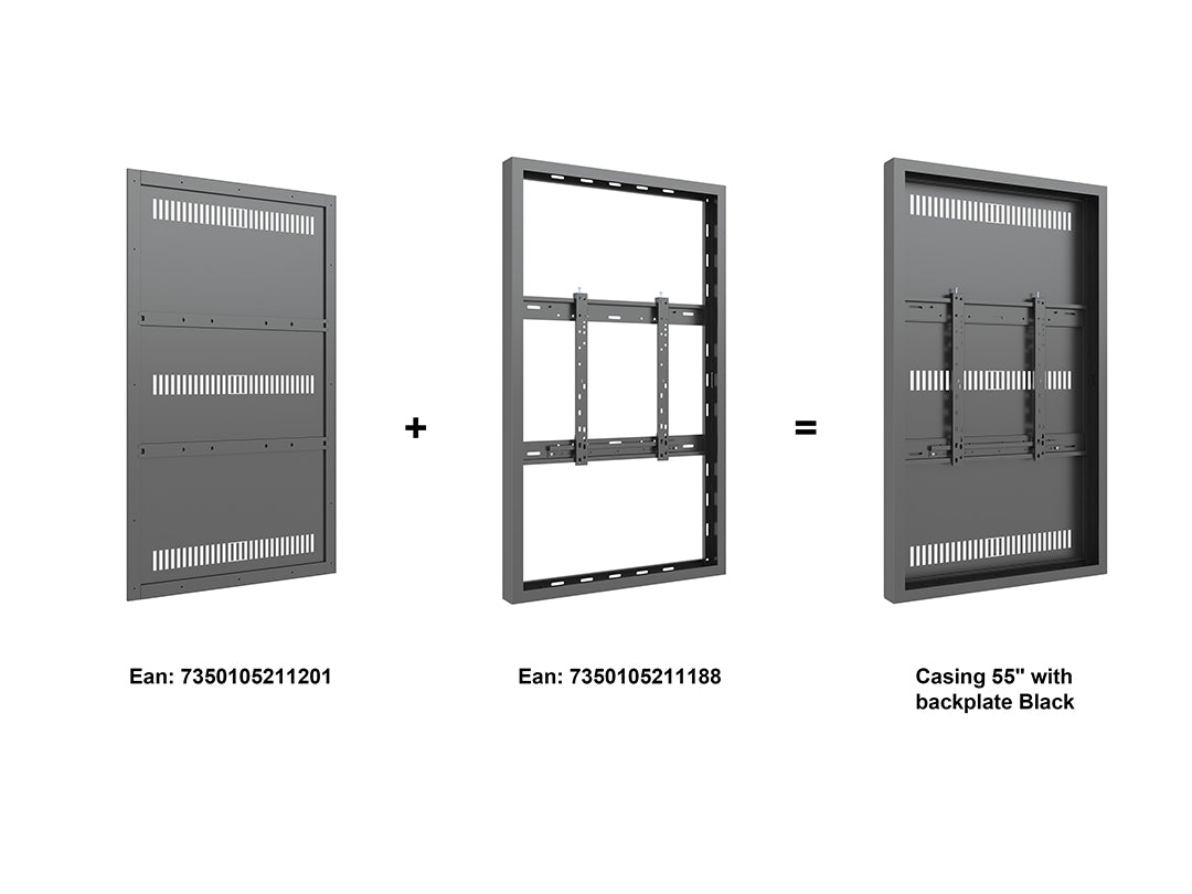 Multibrackets M Pro Series Enclosure 65" Wall Medium Black Signage Display Enclosures Multibrackets