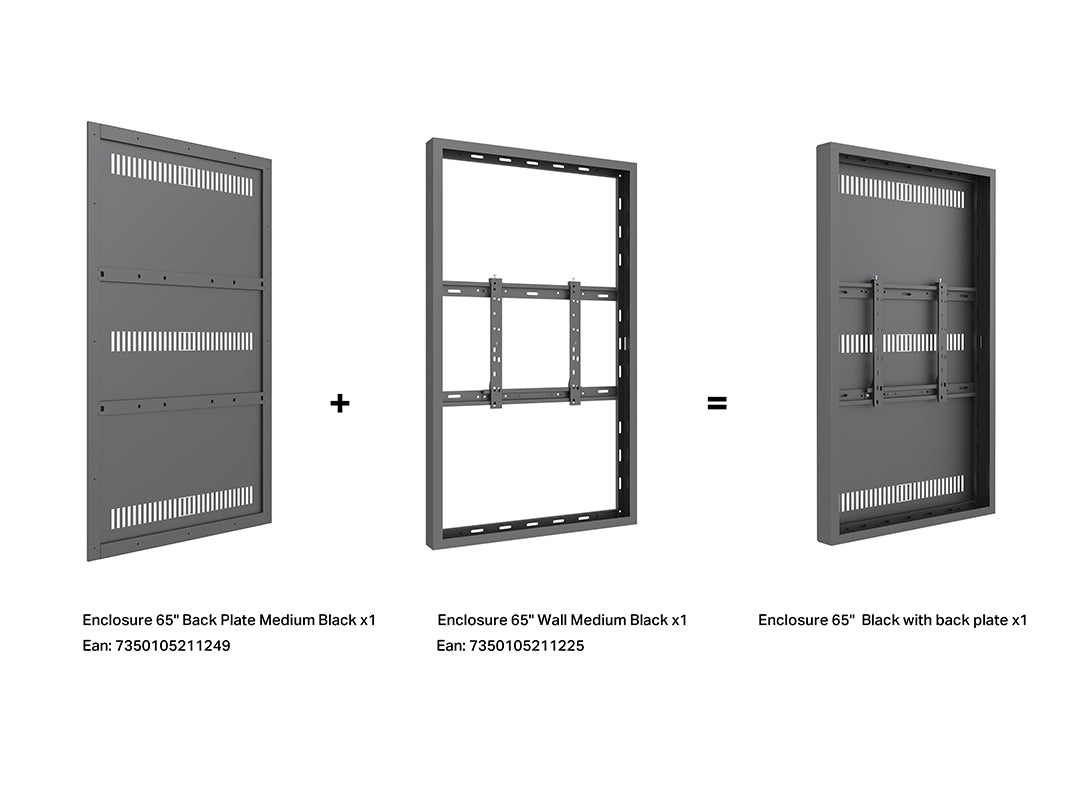 Multibrackets M Pro Series Enclosure 65" Wall Medium Black Signage Display Enclosures Multibrackets