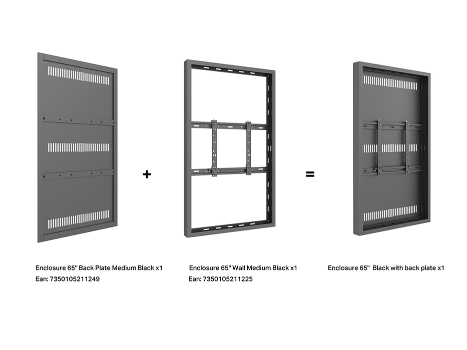 Multibrackets M Pro Series Enclosure 65" Wall Medium Black Signage Display Enclosures Multibrackets