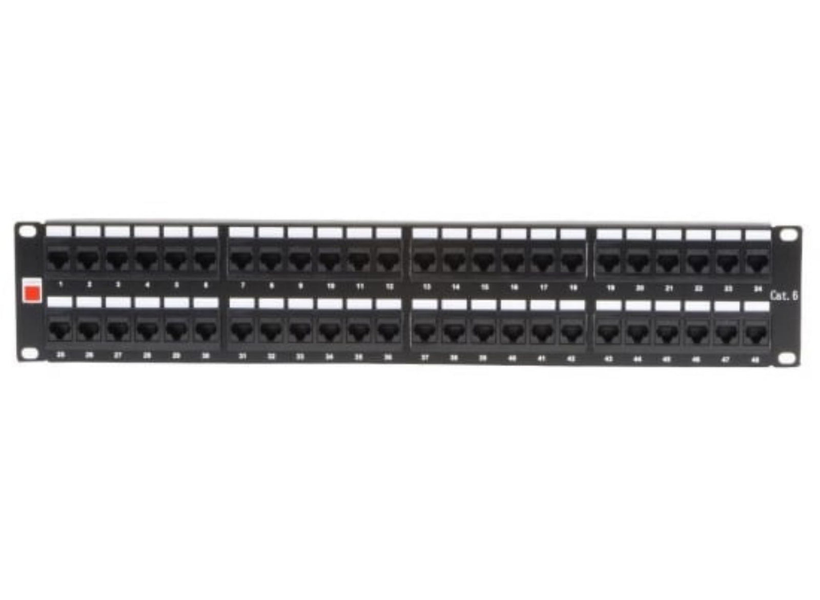Lindy 19" CAT6 2U 48 Port RJ-45 Patch Panel, Unshielded, Black | 12754 Rack Accessory Lindy