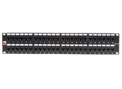 Lindy 19" CAT6 2U 48 Port RJ-45 Patch Panel, Unshielded, Black | 12754 Patch Panels Lindy